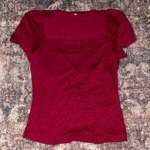 Square Neck Red Women's Top
